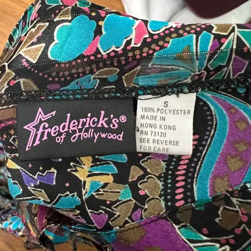 Frederick's of Hollywood Y2K SMALL Purple Paisley Satin Top Sheer Strappy