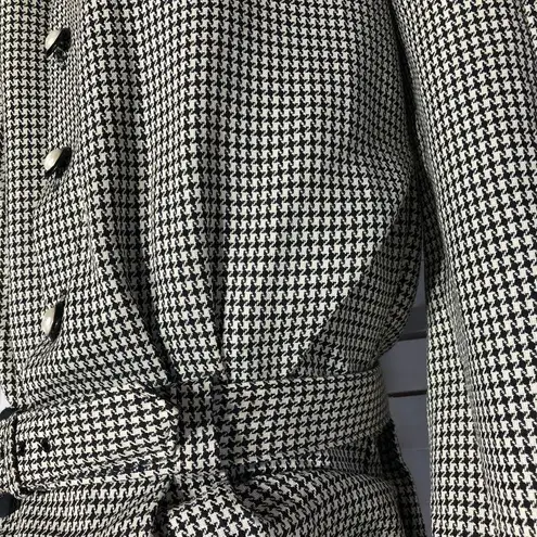 Vtge 90s Willowridge houndstooth black white long trench coat dress USA made L Size L