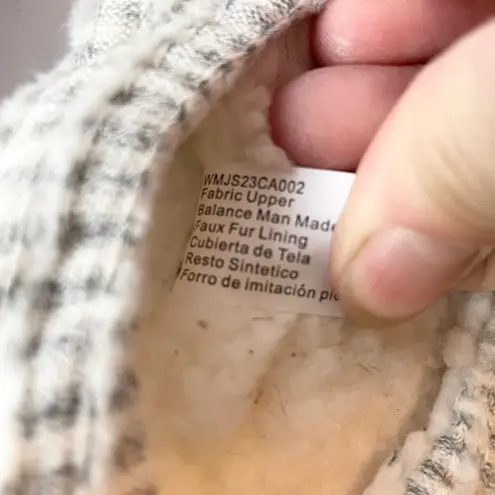 JOYSYUN Waffle Slippers Faux Fur Lined Bow Detail Cozy Slip On L Travel Home White Size 9