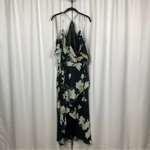 City Chic Black Elegant Floral Wrap Maxi Dress Sz.M(18) NWT