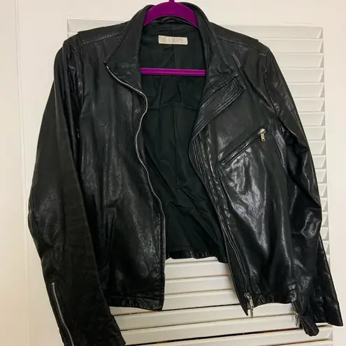 Nicole Farhi MD Leather zip up motor sport jacket Size M