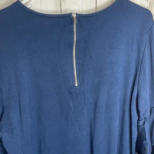 W5 navy blue thick layered flared bell sleeve top