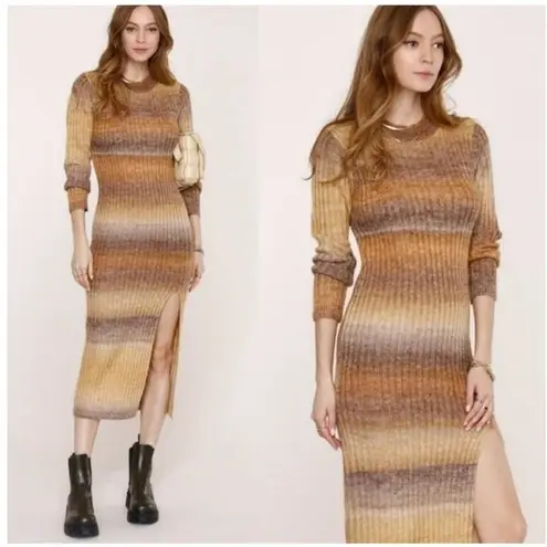 Heartloom  Marina Ombré Bodycon Slit Leg Midi Sweater Dress S