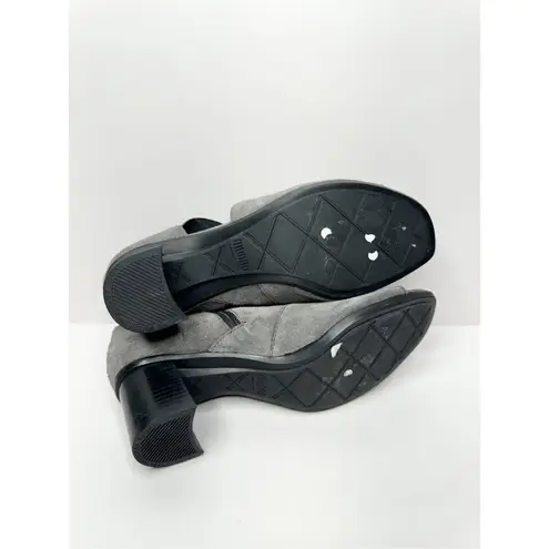 Munro Heels Womens Size 6.5 Suede Sable Ash Gray Shooties Open Toe Block Heel