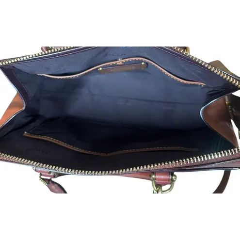 Coach  Signature Logo Bond Bag Satchel Coated Canvas Brown Leather Purse 30949