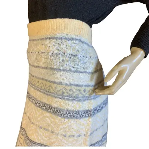 VINTAGE 1990'S LIZ SPORT YELLOW, GRAY & WHITE PENCIL SWEATER SKIRT (M) Yellow Size M