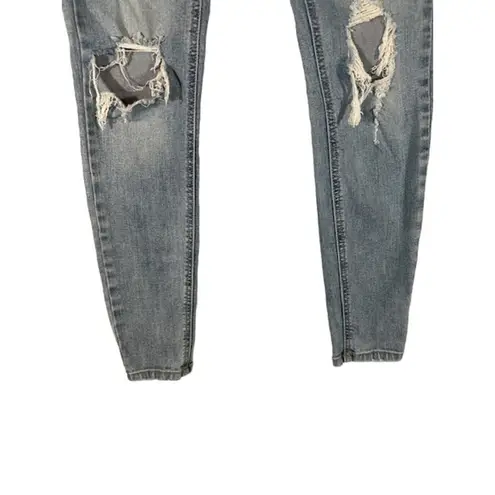 Eunina Blue Ripped Destroyed Skinny Ankle Denim Jeans Women Junior Sz 3