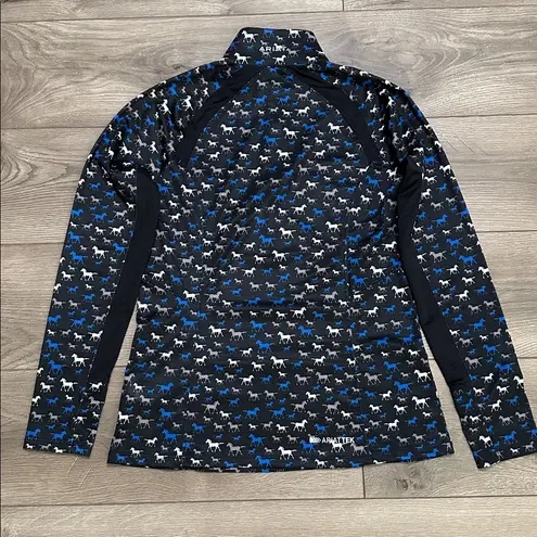 Ariat  Tek Sunstopper 2.0 1/4 Zip Baselayer Horde Print Black Blue Size Medium