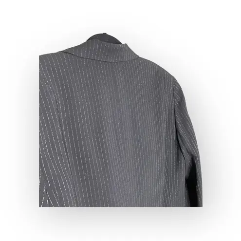 Vintage: Emanuel Ungaro ☻︎ Silver Lurex Pin Stripe Cocktail Jacket ☻︎ Black ☻ 12