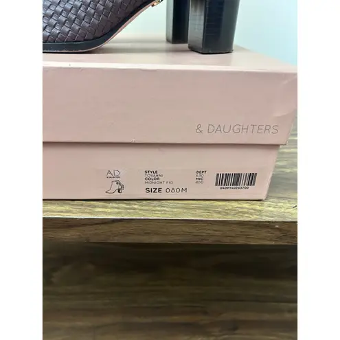 A.D. & Daughters Woven Leather Heeled Ankle Boots Size 8M Aubergine Fig Tassel Purple