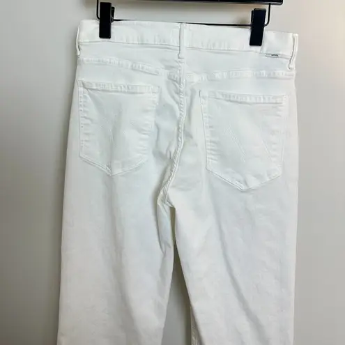 MOTHER The Kick It High Waist Straight Leg Jeans in Wash Fairest Of Them All White Size 30