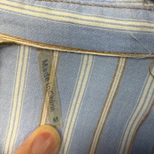 Aratta Silent Journey Mixed Print Boho Button Down Shirt Blue Floral Women's M Size M