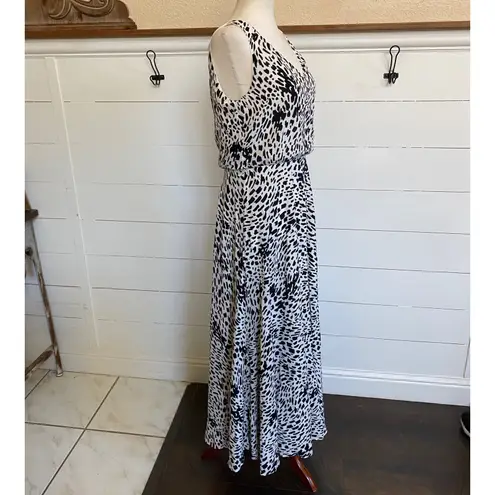 Lafayette 148 Memphis Cheetah Print Maxi Dress Sleeveless Silk