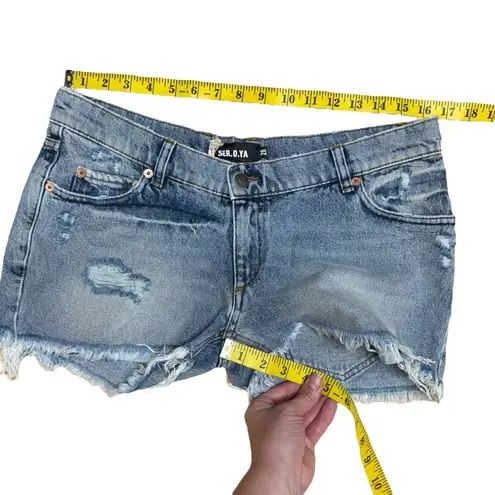 NWT Free People X SER.O.YA Lyle Shorts Denim in Sorrento Size 29 Distressed Blue