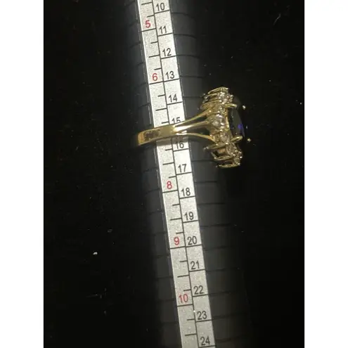 925 Sterling Silver Natural Blue Sapphire With CZs Size 7