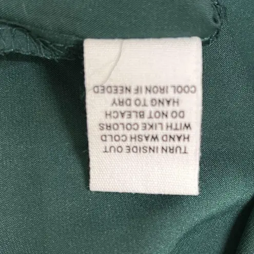 Mine Shirt Women Medium Green Satin Blouse Neutral Preppy Office Casual Bohemian