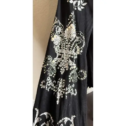 Vintage Y2K S Twelve Womens Small Black‎ Cardigan Long Sleeve Rhinestone Grunge