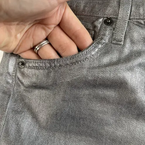 Veronica Beard Sz 23 Daniela Metallic Straight Leg Jean in Light Gunmetal Grunge