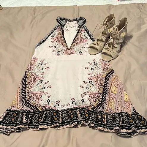 Fergalicious Heartthrob faux suede lace up back zip heeled sandals EUC