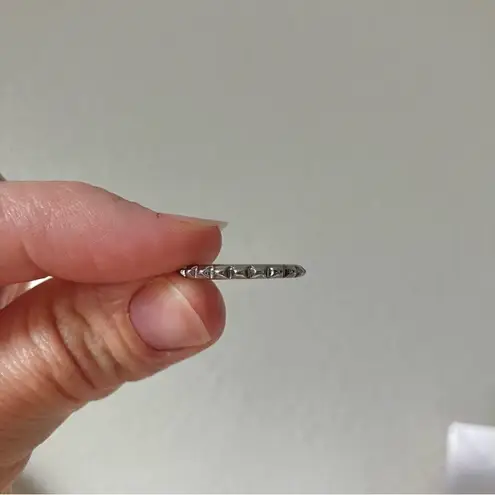 Studded Silver Minimal Band Ring Vintage Grunge Punk Classic Stacking Layering Jewelry