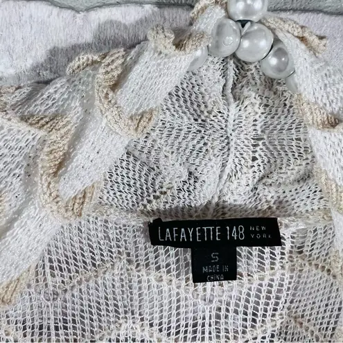 Lafayette 148 New York Cream Chevron Open Front Cardigan Size S White