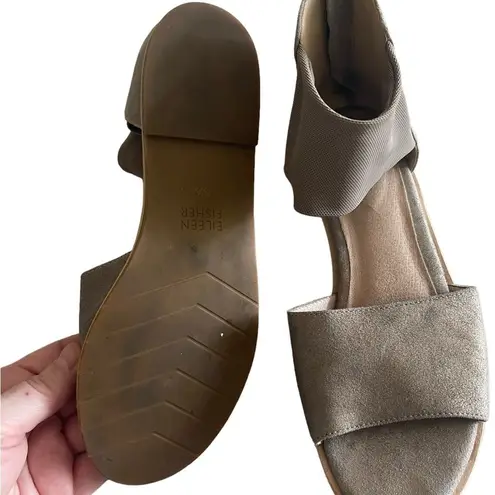 Eileen Fisher  Two Piece Ankle Mesh Strap Suede Open Toe Sandals - Image 6