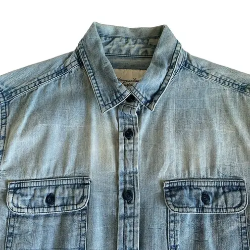Via Penny Lane Reworked Apparel | Journey Custom Chambray Button Up Shirt Blue Size M