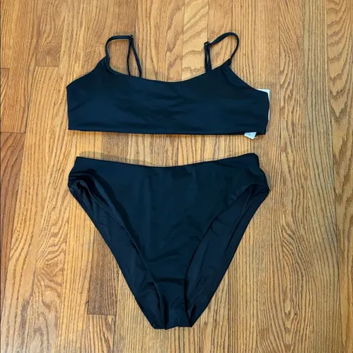 ANDIE Bikini Set Maui Top 90s High Waisted Bottom Black size XL NWT