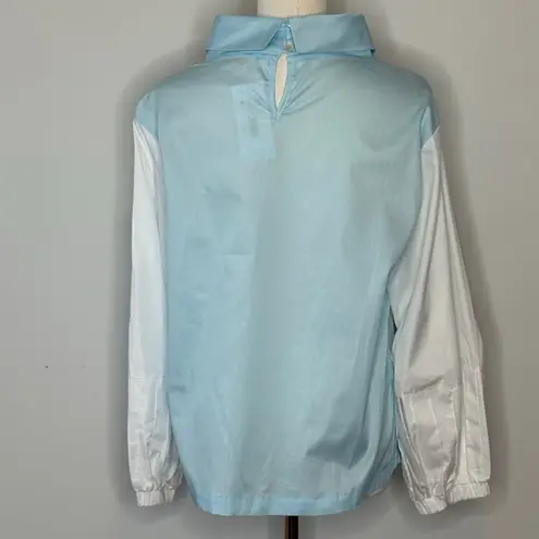 Harshman Womens Perry Cotton Tunic Light Blue White Blouse Size Medium