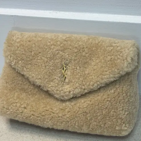 Saint Laurent Small Shearling Pouch Clutch NWT