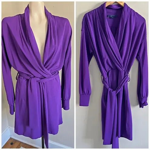 W By Worth  purple Noni dress with belt wrap style stretch jersey career chic