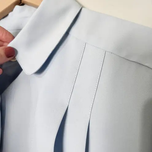 Equipment Dariell Button Front Pleated Short Sleeve Blouse Light Powder Blue, XS