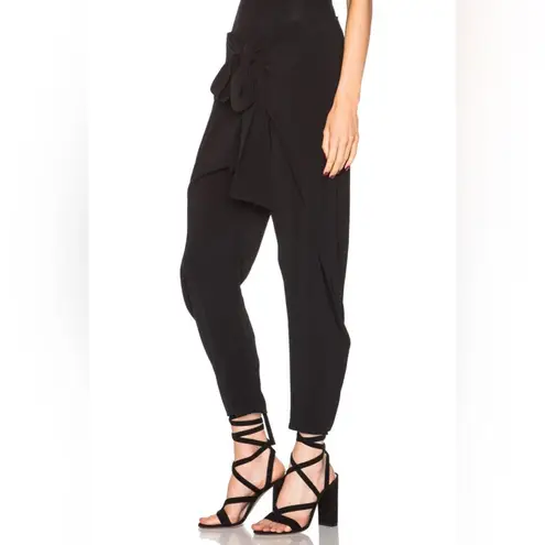 Alexis • Black Nikos Cross Over Tie Front Black Pull On Stretch Pants Large