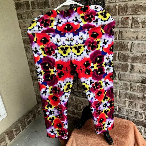 Om Shanti Leggings Large Live for Joy Floral Petunias Power Yoga Pants F…