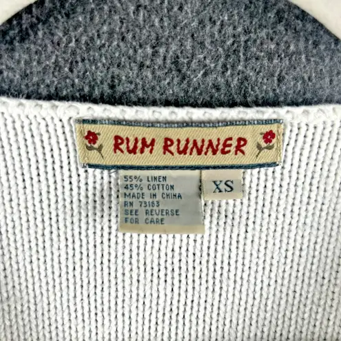 Vintage Rum Runner Women's XS Knit White Cardigan Sweater Linen Cotton Blend