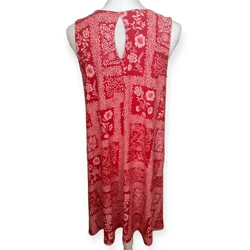 Allison Brittney Red/White Floral Paisley Print Summer Sleeveless Dress NWT