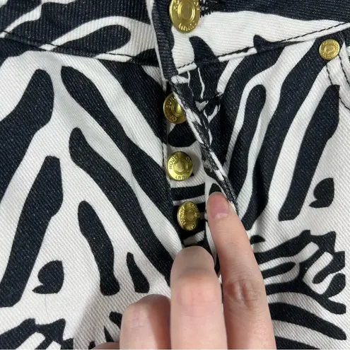House of Sunny Black White Zebra Print High Rise Straight Leg Jeans Size 4