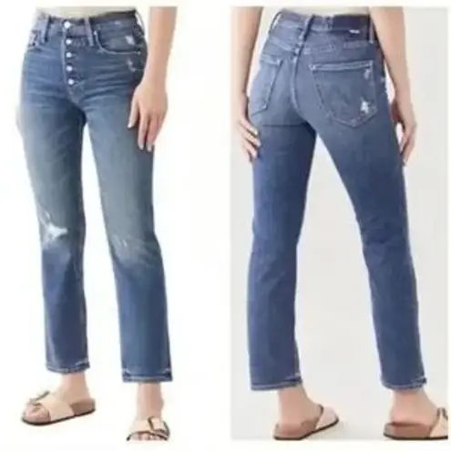 Mother Superior The Pixie Tomcat Ankle Straight Jeans in Born To Bite Blue 28