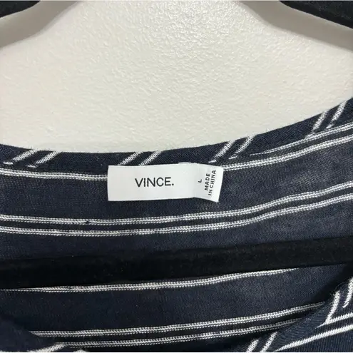 Vince  100% Linen Tank Dress in Navy Blue with White Stripes - Size L