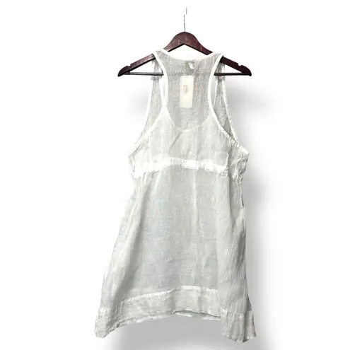 Eileen Fisher NWT Eileen‎ Fisher Women White Linen Gauze Tunic Tank Top XL Tie Waist Boho