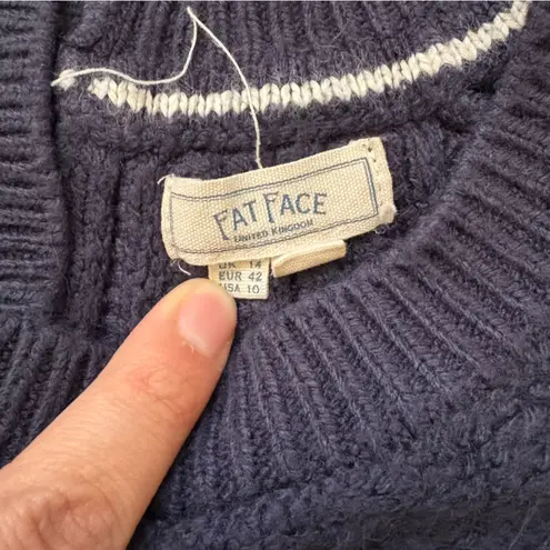 Fat Face Dark Blue Woven Knit Sweater with Buttons Women's 14 Plus Size