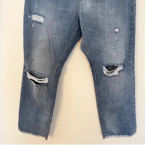 Avec Les Filles Distressed Raw Hem Straight Leg Jeans Size 31 NEW Medium Blue