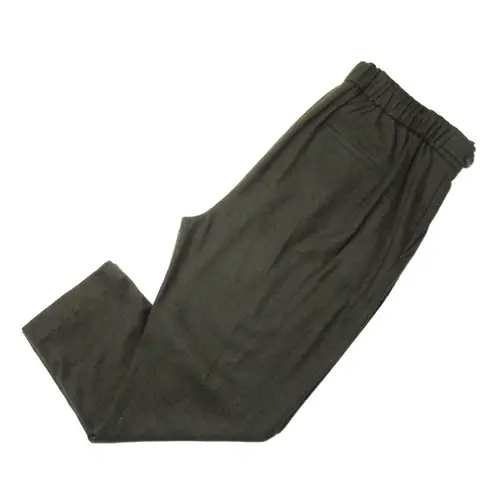 Vince NWT  Pleated Cozy Pull-on in Olive Green Flannel Ankle Crop Pants M $325