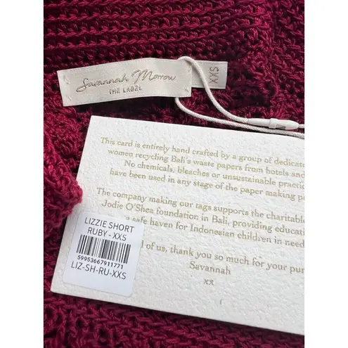 Savannah Morrow Lizzy Short in Ruby Red NWT 100% Pima Cotton Knit XXS