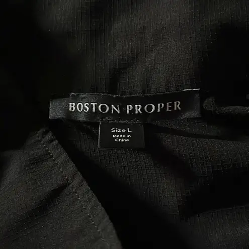 Boston Proper L Black - Tropical Floral Print Zip Up Lightweight Bomber Jacket