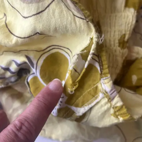 she's cool Babydoll Dress Sz S Yellow Floral Hippie Boho Floral Funky 2000 Vacay