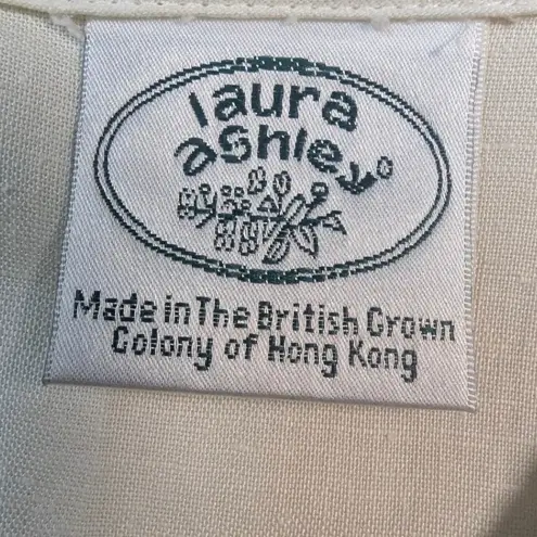 Laura Ashley Vintage Sailor Dress – Cream Linen Cotton Pleated Midi UK10 US6