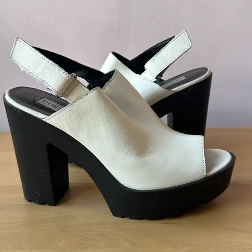 Steve Madden White and Black Heeled Sandals