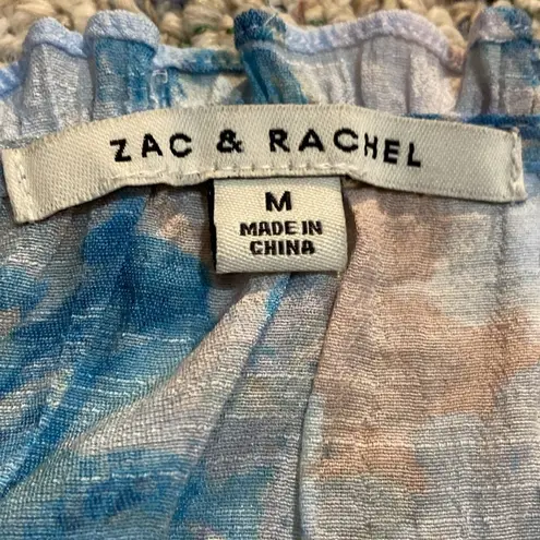 Zac & Rachel Three Quarter Sleeve Loose Shirt Spring Summer Blouse Coastal Sz M Blue Size M