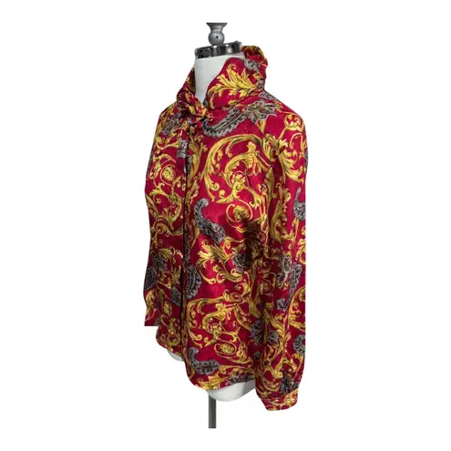 Notations Baroque Paisley Satin Blouse Gold Vintage Petite 6 Whimsigoth Retro